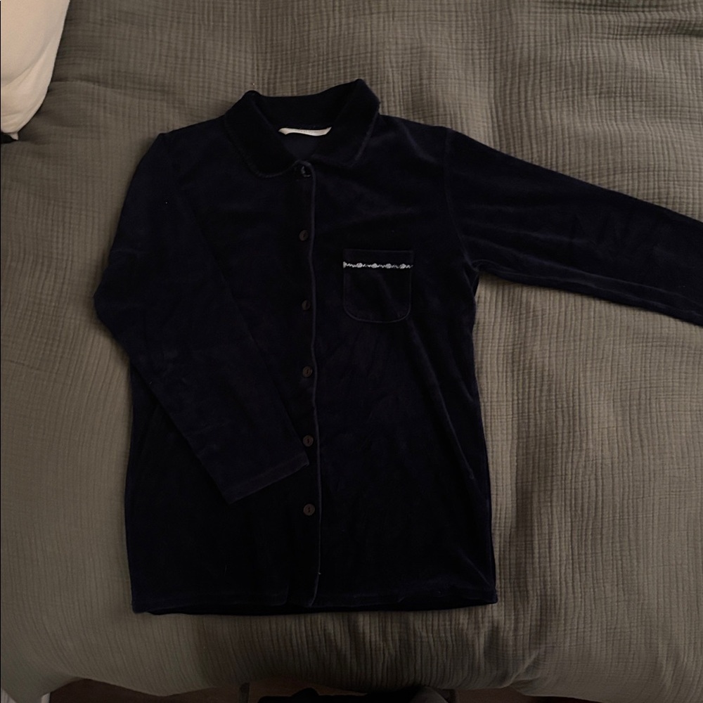 VINTAGE Victoria's Secret Country Navy Velvet Shirt
